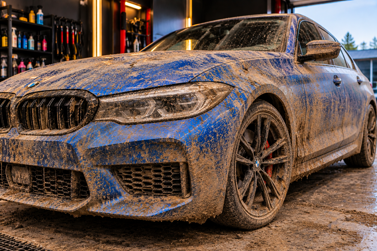 Muddy car before detailing